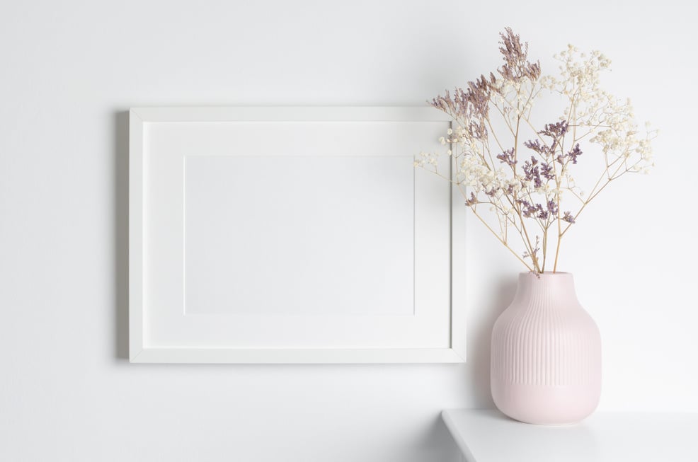 Blank white landscape frame mockup